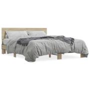 vidaXL Sängram sonoma-ek 150x200 cm konstruerad trä och metall