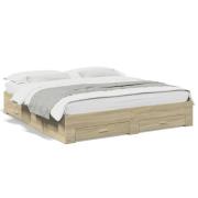 vidaXL Sängram med lådor sonoma-ek 200x200 cm konstruerat trä