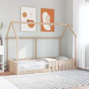 vidaXL Barnsäng med husram 90x200 cm massiv furu