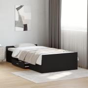 vidaXL Sängram med lådor svart 100x200 cm konstruerat trä