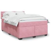 vidaXL Ramsäng med madrass rosa 140x200 cm sammet