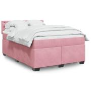 vidaXL Ramsäng med madrass rosa 140x190 cm sammet