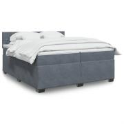 vidaXL Ramsäng med madrass mörkgrå 200x200 cm sammet