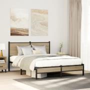 vidaXL Sängram utan madrass metall sonoma-ek 137x190 cm