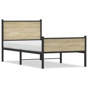 vidaXL Sängram utan madrass metall sonoma-ek 100x200 cm