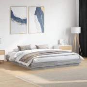 vidaXL Sängram med LEDs grå sonoma 200x200 cm