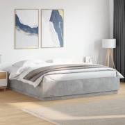 vidaXL Sängram med LEDs betonggrå 200x200 cm konstruerat trä