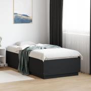 vidaXL Sängram med LEDs svart 75x190 cm konstruerad trä