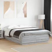 vidaXL Sängram med LEDs grå sonoma 120x200 cm konstruerad trä