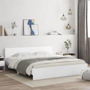 vidaXL Sängram med LEDs utan madrass vit 180x200 cm