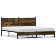 vidaXL Sängram utan madrass metall rökfärgad ek 160x200 cm