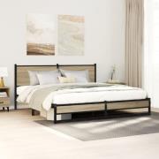 vidaXL Sängram utan madrass metall sonoma-ek 160x200 cm