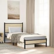 vidaXL Sängram utan madrass metall sonoma-ek 90x200 cm