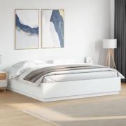 vidaXL Sängram med LEDs vit 200x200 cm konstruerat trä