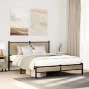 vidaXL Sängram utan madrass metall sonoma-ek 150x200 cm