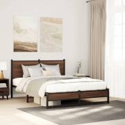 vidaXL Sängram utan madrass metall brun ek 140x190 cm