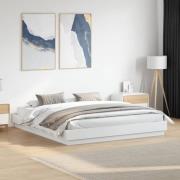 vidaXL Sängram med LEDs vit 200x200 cm