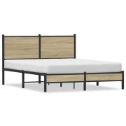 vidaXL Sängram utan madrass metall sonoma-ek 140x200 cm