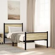 vidaXL Sängram utan madrass metall sonoma-ek 80x200 cm