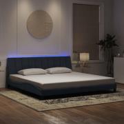 vidaXL Sängram med LED-belysning mörkgrå 200x200 cm sammet