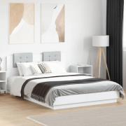 vidaXL Sängram med LEDs utan madrass vit 120x200 cm