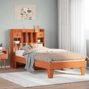 vidaXL Sängram utan madrass vaxad brun 90x200 cm massiv furu