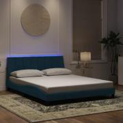 vidaXL Bed Frame with LED without Mattress "Hanko" Blue 160x200 cm Vel...