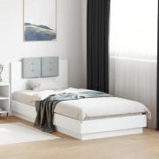 vidaXL Sängram med huvudgavel och LEDs vit 100x200 cm