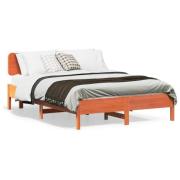 vidaXL Sängram utan madrass vaxbrun 140x190 cm massiv furu