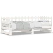 vidaXL Utdragbar dagbädd vit 2x(90x200) cm massiv furu