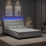 vidaXL Bed Frame with LED without Mattress "Hvar" White 140x200 cm