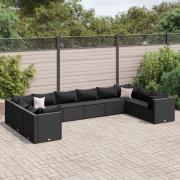 vidaXL Loungegrupp 10 delar med svarta dynor konstrotting