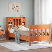 vidaXL Sängram utan madrass vaxbrun 75x190 cm massiv furu