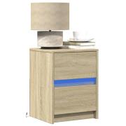 vidaXL Sängbord med LED-lampor sonoma-ek konstruerat trä