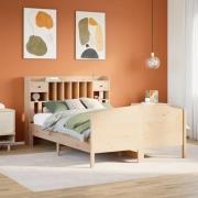 vidaXL Säng med bokhylla utan madrass 140x200cm massiv furu