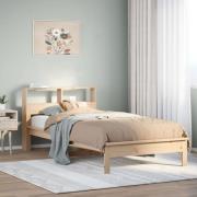 vidaXL Säng med bokhylla utan madrass 90x190cm massiv furu