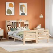 vidaXL Säng med bokhylla utan madrass 140x190cm massiv furu