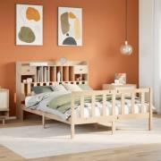 vidaXL Säng med bokhylla utan madrass 140x200cm massiv furu
