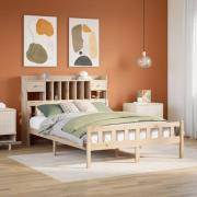 vidaXL Säng med bokhylla utan madrass 160x200cm massiv furu
