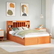 vidaXL Sängram utan madrass vaxbrun 140x200 cm massiv furu