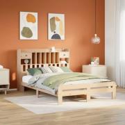 vidaXL Säng med bokhylla utan madrass 150x200cm massiv furu