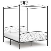 vidaXL Sänghimmel utan madrass svart metall 160x200 cm