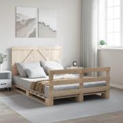 vidaXL Sängram med huvudgavel 160x200 cm massiv furu