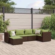 vidaXL Loungegrupp med dynor brun konstrotting