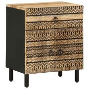 vidaXL Sängbord svart 50x33x60 cm massivt grovt mangoträ