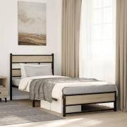 vidaXL Sängram utan madrass metall sonoma-ek 107x203 cm