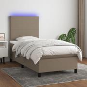 vidaXL Ramsäng med madrass & LED taupe 100x200 cm tyg