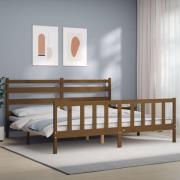vidaXL Sängram med huvudgavel honungsbrun 200x200 cm massivt trä