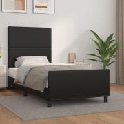 vidaXL Sängram med huvudgavel svart 90x200 cm konstläder