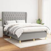 vidaXL Ramsäng med madrass ljusgrå 140x200 cm tyg